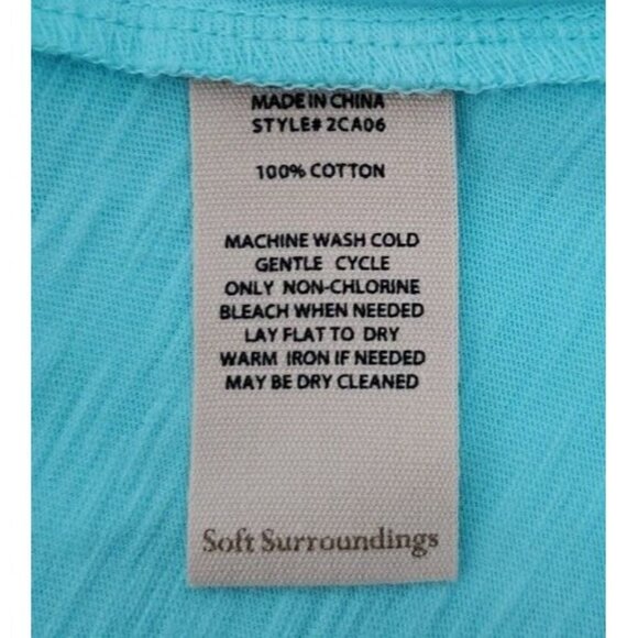 Soft Surroundings Med Danielle Turquoise Sleeveless Mismatch Button Tank NWT - Picture 14 of 14